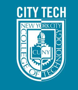 City tech logo white shield and logotype on a teal background